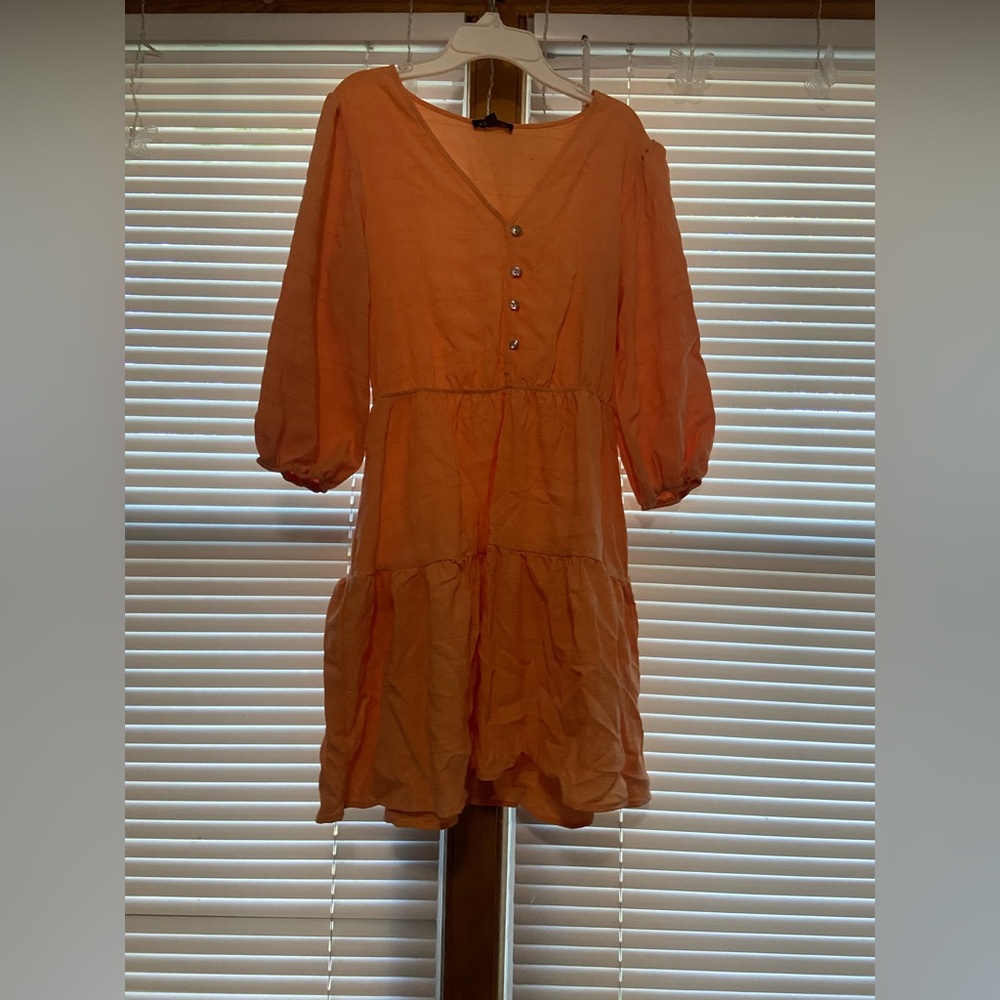 Elegant Orange Button-Down Dress